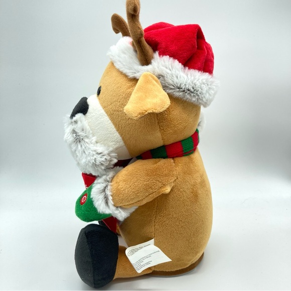 Gemmy Animated Reindeer Mustache Santa Hat Up On The Housetop Plush EUC - Picture 5 of 10